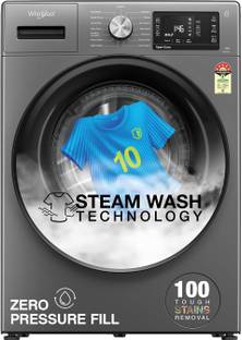 Whirlpool 8 kg Steam Technology 5 Star Inverter 100+ Tough Stains, 6th Sense Soft Move Fully Automatic Front Load Washing Machine with In-built Heater Black