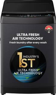 Haier 8 kg Toughened Glass with Anti Bacterial Vortex Pulsator, 1300 RPM, Spray Function, Wash Programs, Magic Filter, Rat Mesh Fully Automatic Top Load Washing Machine Black, Grey