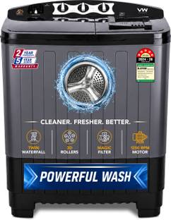 VW 8 kg Semi Automatic Top Load Washing Machine Black