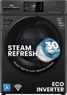IFB 8 kg 5 Star with Steam Refresh program, 9 Swirl Wash, Eco Inverter, Touch Panel with AI Fully Automatic Front Load Washing Machine with In-built Heater Black