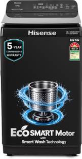 Hisense 8 kg Fully Automatic Top Load Washing Machine Black
