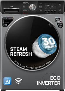 IFB 8 kg 5 Star with Steam Refresh Program, 9 Swirl wash, Eco Inverter, Powered by AI with WiFi Fully Automatic Front Load Washing Machine with In-built Heater Silver, Black