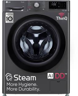 LG 8 kg Wi-Fi Enabled Fully Automatic Front Load Washing Machine with In-built Heater Black, Grey