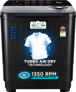 MOTOROLA 12 kg Semi Automatic Top Load Washing Machine Black