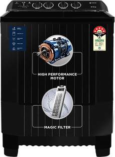 MOTOROLA 8.5 kg 5 star rating Midnight Series Semi Automatic Top Load Washing Machine Black