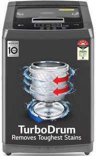 LG 8 kg 5 Star Smart Inverter TurboDrum | Punch + 3 Fully Automatic Top Load Washing Machine Black