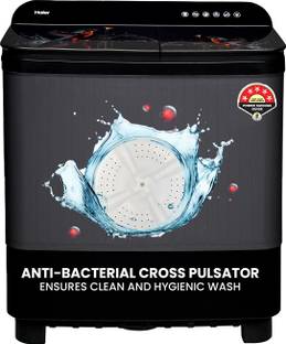 Haier 9 kg Toughened Glass with Digital Kingfisher Print, Anti Bacterial Vortex Pulsator, 1300 RPM, Sp...