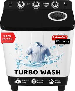 InnoQ 7 kg | Turbo Wash | Buzzer | Wheels | Turbo Jet Dryer | Magic Filter | Lint Filter Semi Automatic Top Load Washing Machine Black