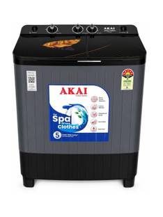 Akai 7.5 kg Semi Automatic Top Load Washing Machine Grey, Black
