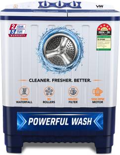 VW 7.5 kg Semi Automatic Top Load Washing Machine White, Blue