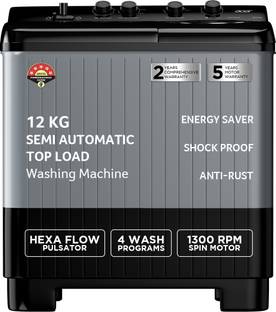 Acer 12 kg Semi Automatic Top Load Washing Machine Grey