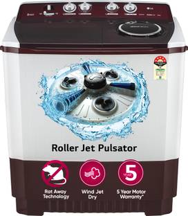 LG Electronics 10.5 kg Semi Automatic Top Load Washing Machine Maroon, White