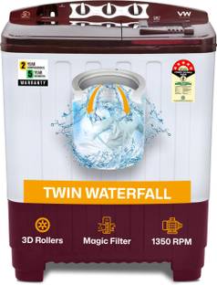 VW 8 kg Semi Automatic Top Load Washing Machine White, Maroon