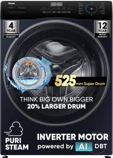 Haier 7 kg Fully Automatic Front Load Washing Machine with In-built Heater Black, Blue