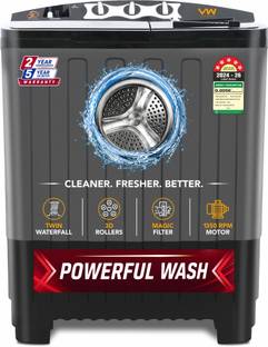 VW 7.5 kg Semi Automatic Top Load Washing Machine Black, Grey
