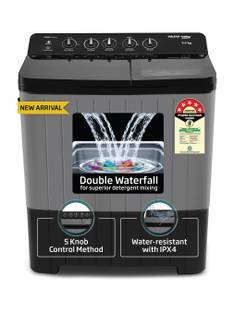 Voltas Beko 9 kg Semi Automatic Top Load Washing Machine Black, Grey