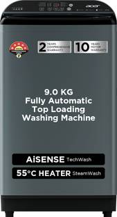 Acer 9 kg Fully Automatic Top Load Washing Machine with In-built Heater Grey