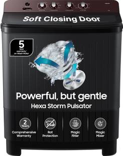 Samsung 8 kg 5 Star, Soft Closing Door, Hexa Strom Pulsator Semi Automatic Top Load Washing Machine Gr...