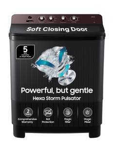 Samsung 8 kg 5 Star, Soft Closing Door, Hexa Strom Pulsator Semi Automatic Top Load Washing Machine Gr...