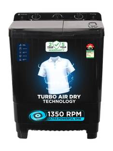 MOTOROLA 7.5 kg with Turbo Air Dry and Magic Filter Semi Automatic Top Load Washing Machine Black