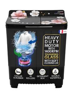Thomson 10 kg 5 Star Aqua Magic Grande Series with Floral Toughened Glass with Soft Closure Double Wat...
