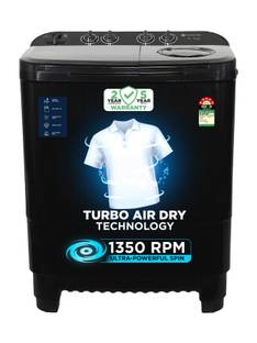 MOTOROLA 11 kg with Turbo Air Dry and Magic Filter Semi Automatic Top Load Washing Machine Black