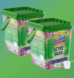 GLOWSIO Safe Wash Detergent Powder 5+5 Kg | Free Scoop | Preserve Shine, Easy Dissolve Detergent Powder (Active Fresh)