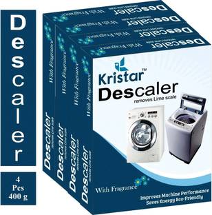 Kristar Washing Machine Tub/Drum cleaning Powder with Best appliance Descaler Technology for any fully automatic front/top load washing machine pack of 4 (400 gm) Detergent Powder (Lemon)
