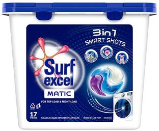 Surf Excel 3-in-1 Smart Shots Liquid Detergent For Front & Top Load | 17 Units Detergent Powder