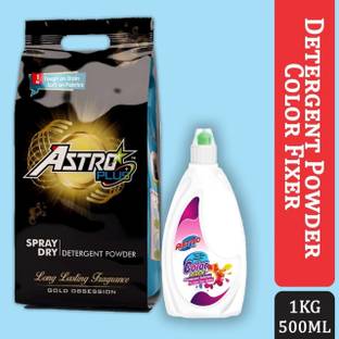 ASTRO PLUS+ Detergent Powder Top& front Load 1KG|Fabric Color Fixer|Fix Color Your Cloths Detergent Powder (Flower)