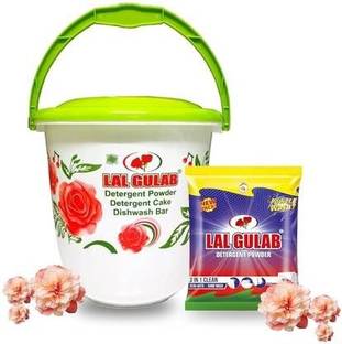 lalgulab Double Power Washing Powder Value Pack with Free Bucket & Cap Detergent Powder (Lemon)