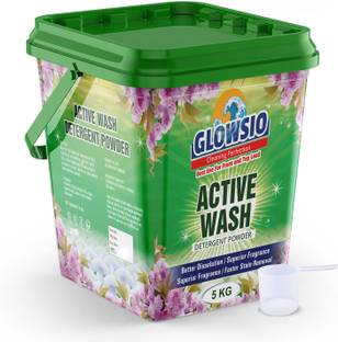 GLOWSIO Active Wash Detergent Powder | Free Scoop | Preserve Fabric Shine, Easy Dissolve Detergent Powder (Active Fresh)