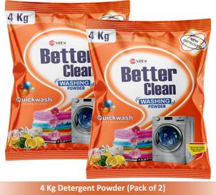 Orveen Powerwash Detergent Powder 4+4Kg | Quick Dissolution | Remove Tough Dried Stain* Detergent Powder (Active Fresh)