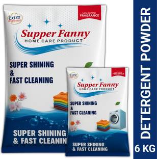 SUPPER FANNY Super Shining & Fast Cleaning Detergent Powder 5+1 Kg | Tough on Stains Detergent Powder (Long Lasting Active Fresh)