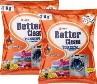 Orveen Detergent Powder 8kg, Top & Front Load machine, BetterClean Formula | Remove Tough Stain on Cloth Detergent Powder (Active Fresh)