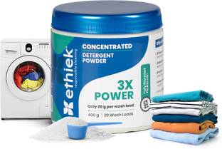 ethiek Concentrated Detergent Washing Powder|Tough Stain Removal, only 20gms for 1 load Detergent Powder
