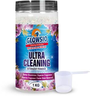 GLOWSIO Ultra Cleaning Detergent Powder | Free Scoop | Dissolves Easily, Color Safe Detergent Powder (Active Fresh)