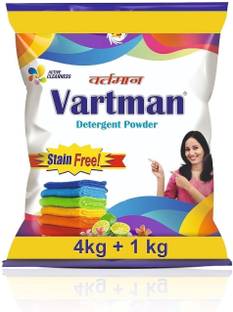 Vartman Double Power Lemon Top Load Washing Powder 4KG (1KG Free) 5KG Detergent Powder (Lemon Power)
