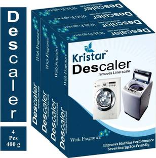 Kristar Washing Machine Tub/Drum cleaning Powder with Best appliance Descaler Technology for any fully automatic front/top load washing machine pack of 4 (400 gm) Detergent Powder (Lemon)