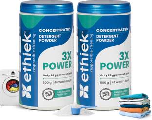 ethiek Concentrated Detergent Washing Powder|Tough Stain Removal, only 20gms for 1 load Detergent Powder