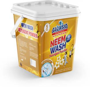 GLOWSIO NEEM WASH 5KG Detergent Powder |Preserve Fabric Shine,Easy Dissolve, Colour Safe Detergent Powder (Active Fresh)