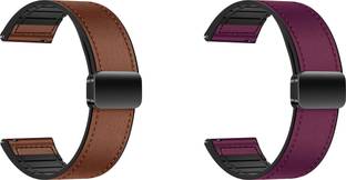 ACM WSM28P22BRPU2395 Pack of 2 Watch Strap Leather Magnetic Silicone 22mm for Noise Colorfit Vision Sm...