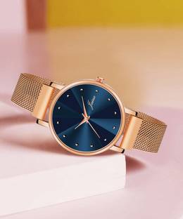 JAINX Rose Gold Mesh Magnet Chain Analog Watch  - For Women