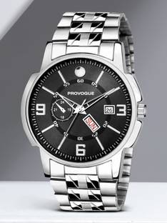 PROVOGUE Sliver Chain Day & Date Display Original Sliver Plated Day and Date Funtioning Analog Watch  - For Men
