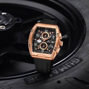 NAVIFORCE 8052 Rosegold & Black Luminous Hollow Dial with three chrongraph function Analog Watch  - For Men