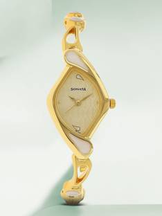 SONATA Sonata Quartz Champagne Dial Gold Metal Strap Analog Watch  - For Women