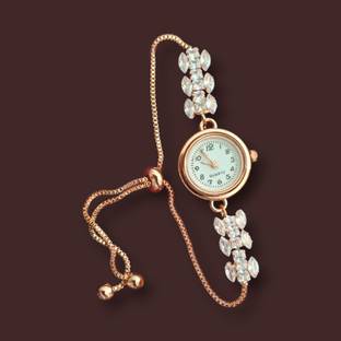 Krishna Creation Elegant Silver Floral Bracelet Watch with Adjustable Chain Analog Watch  - For Girls