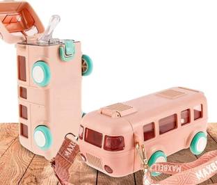 Daxstar School Bus Water Bottle for Kids with Straw and Plastic Kids Girls School Bottle 500 ml Water Bottle