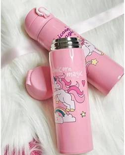 Barbarik Pink Unicorn – Insulated Stainless Steel, Leak-Proof, Reusable Flask for Kids 500 ml Water Bottle
