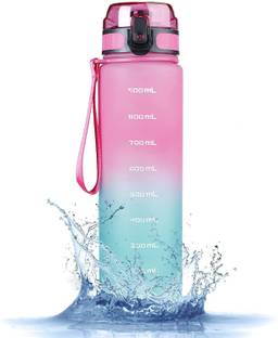 IR EN Motivational Sports Water Bottle With Time Marker 1000 ml Plastic Bottle
